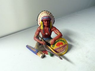 Elastolin Indianer Häupling Sitzend Mit Pfeil Und Bogen Kunststofffigur Bild