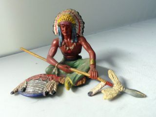 Elastolin Indianer Häupling Sitzend Kunststofffigur Bild