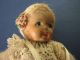 Antike Puppe Mädchen Mit Gans,  Blonde Porzellankopfpuppen Bild 2