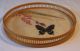 50er 60er : Tablett,  6 Glas - Untersetzer Schmetterlinge Butterfly Rattan Shabby 1960-1969 Bild 3