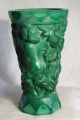 Jugendstil Malachitglas Vase Mit Putten Von Schlevogt Gablonz Böhmen Art Deco Glas & Kristall Bild 2