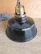Alt Bauhaus Art Deco Lampe Deckenlampe Email Messing Fassung Loft Industrie 1920-1949, Art Déco Bild 3