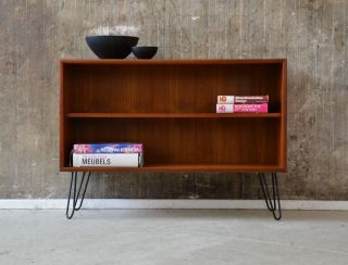 60er Teak Regal Standregal Danish Design 60s Teakwood Shelf Cabinet Tv Rack Bild