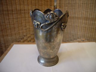 Wunderschöne Alte Jugendstil Vase Ranken Und Lilien Metall Versilbert? Bild