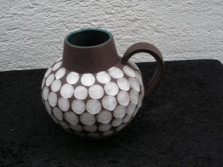 Antike Vase Henkelvase Krug Aus Keramik M.  Polka Dots/punkten Wohl Mid Century Bild