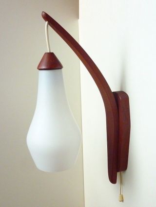 Teak Wandlampe Lampe Danish Modern Design 60er 70er Opalglas Wall Lamp Vintage Bild