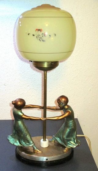 Tischlampe Art Deco Mit Skulptur 