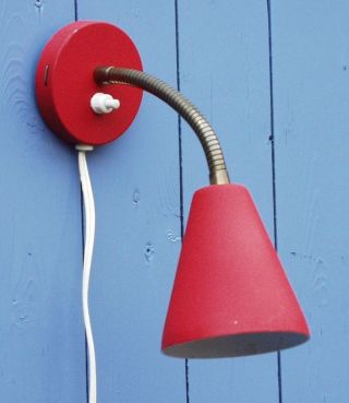 Wandlampe Made In Denmark Dänemark 60iger Jahre Rot Bild