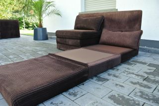 2 - Sitzer Cord Sofa Kord Couch Lounge Schlafsofa Daybed Braun 70er Bett Bild