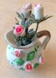 Miniatur Vase Mit Blumendekor Und Blumen Fürs Puppenhaus,  Keramik Um 1950/70 Original, gefertigt vor 1970 Bild 1