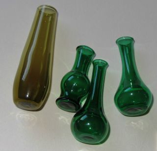 4 Stück Miniatur Vasen Für Puppenstube Lauscha Glas Mundgeblasen Pu3 Bild