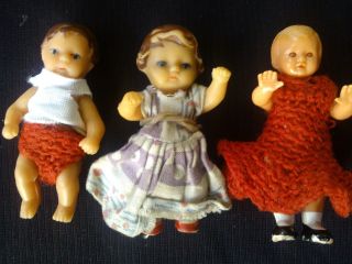 3 Alte Puppen Für Puppenstube - Kaufladen,  Kleine. Bild