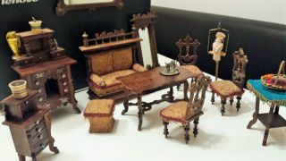 RaritÄt Puppen Stube´n Möbel 1880 Gründerzeit Buffet Sofa Stühletisch Spiegel Bild