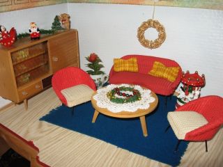 Wohnzimmermöbel 50er,  Zubehör Puppenhaus - Puppenstube - Puppenmöbel - Puppenküche Bild