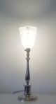 Tischlampe Vernickelt Art Deco Lampe Um 1930 Petitot Glas Antike Originale vor 1945 Bild 2