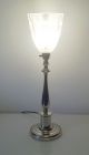 Tischlampe Vernickelt Art Deco Lampe Um 1930 Petitot Glas Antike Originale vor 1945 Bild 3
