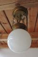 Alt Art Deco Lampe Deckenlampe Opalglas Kugel Fassung Mit Glaskugeln Messing 1920-1949, Art Déco Bild 1