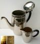 Alter Kaffeekern,  Kaffeekanne,  Milchkännchen,  Wmf,  Straußenmarke,  Jugendstil 1890-1919, Jugendstil Bild 2