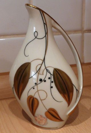 Alka Kunst Kronach Porzellan Vase Goldblatt Bild
