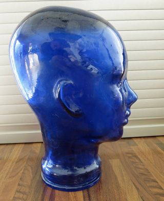 Farbiger Glaskopf - Glas Kopf Für Perücke / Kopfhörer,  Kult 70er Jahre - Blau Bild
