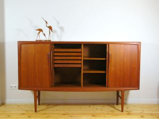 60er Highboard Teak Von Aco Möbler Denmark Axel Christensen Credenza Sideboard Bild