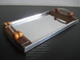 Art Deco Bauhaus Spiegel Tablett Chrom Holz Um 1930 Bild