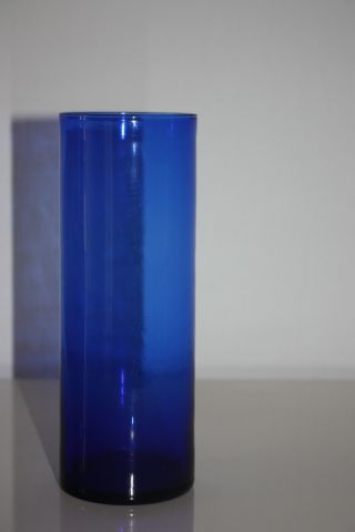 60 - Er Jahre Glas Vase Zylinder Ultramarin Blau Bild