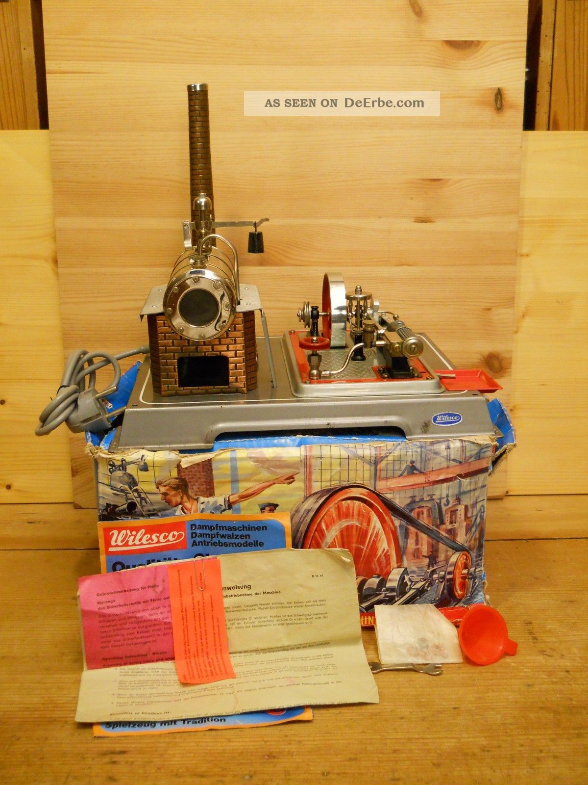 (68) Wilesco Dampfmaschine D 16 El.  Mit Karton Zubehör Gefertigt nach 1945 Bild