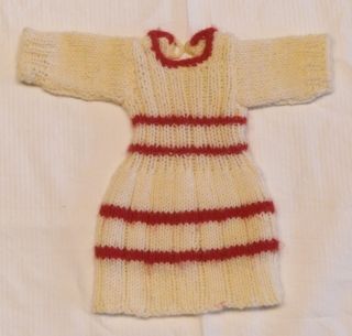 Handgestricktes Puppenkleid,  Strickkleid Für Kleine Schlanke Puppe,  32 - 35 Cm Bild