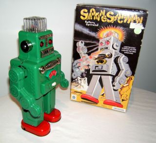 Roboter,  Blechroboter,  Smoking Spaceman,  Ovp,  30 Cm Batteriebetrieb Ha Ha Toy Bild