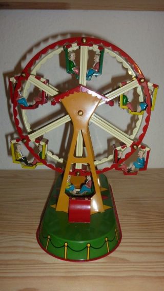 Schönes Riesenrad Mit Gondeln Mit Federwerk Blechspielzeug Bild