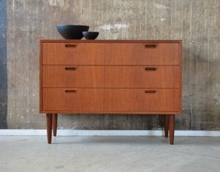 60er Teak Kommode Danish Design 60s Teakwood Cabinet Chest Of Drawers Sideboard Bild