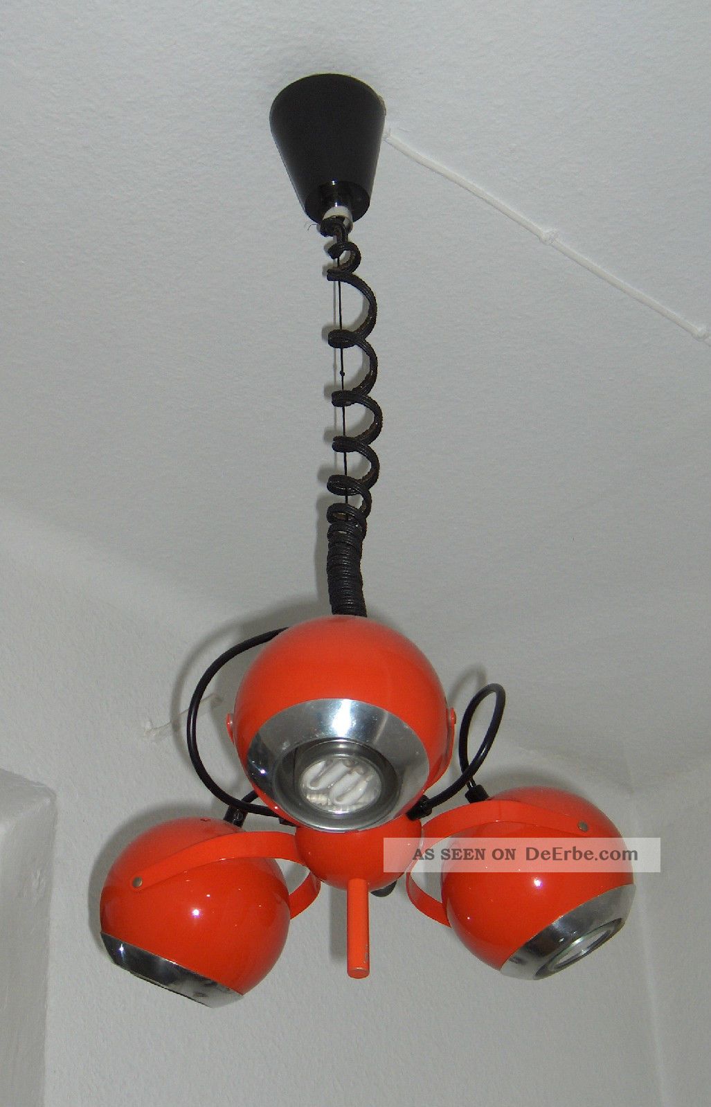 Lampe,  Leuchte,  Hängelampe,  Deckenlampe,  Zuglampe Orange 70er Jahre 1970-1979 Bild