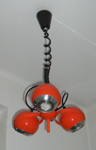 Lampe,  Leuchte,  Hängelampe,  Deckenlampe,  Zuglampe Orange 70er Jahre Bild