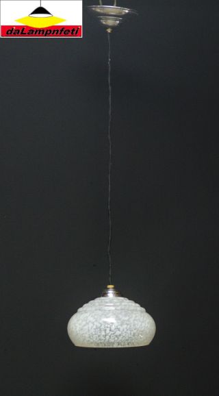 Franz.  Art Deco Deckenlampe Opalisiertes Klarglas Nickelmontur Bild
