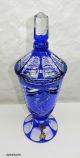 Bleikristall Glas Pokal Überfang Kobaltblau Hand Geschliffen 1,  5 Kg - Pistole Sammlerglas Bild 4