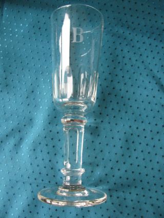 Alt Hohes Biedermeier Pokal Glas Pokalglas Monogramm B Geätzt ? Selten Rar Antik Bild