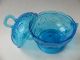 Alte Art Deco ? Deckeldose Bonboniere Pressglas Blau Glasdose Shabby Selten Sammlerglas Bild 1