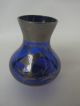 St 45) Kleine Vase Glas Blau Bemalt Schrift Lignano Motive Segelboot Blumen Deko Dekorglas Bild 1
