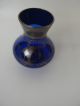 St 45) Kleine Vase Glas Blau Bemalt Schrift Lignano Motive Segelboot Blumen Deko Dekorglas Bild 2