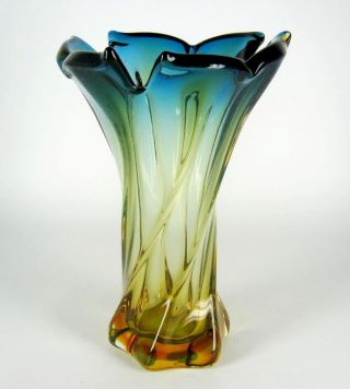 Murano Glas Vase / Zipfelvase Venetian Glass Vase Sommerso Italy Cool 21cm, Bild