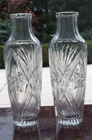 Rarität Böhmen Ein Vasen Paar Jugendstil Kristallglas Handgeschliffen Antik Bild