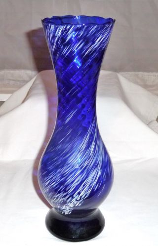 Glas Vase Blau Weiß Marmoriert Höhe 29,  5 Cm Bild