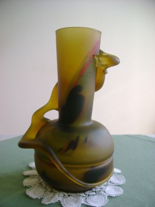 1 Vase Antik Frankreich Mattes Farbiges Glas Nicht Signiert Bild