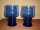 2 Vasen/kerzenhalter,  Blau,  Gebrauchsglas,  Mundgeblasen In Form Von Pokalen Glas & Kristall Bild 2