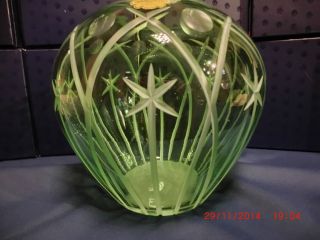Vase Glasvase Antiquität Alte Vase Glas 50iger Jahre Grün Schliff Bild