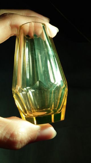 Böhmen Moser Kristallglas Vase Heliolitglas Bei Kaltlicht Grasgrün 1930 Art Deco Bild