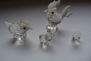 Swarovski Silver Kristal Figuren Hühner Familie. Bild