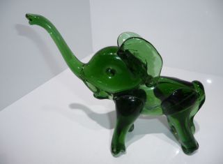Grüner Glas Elefant über 600 Gramm Morano Top Bild