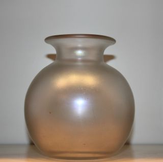 Irisierende Künstler Glas Vase Etched Smoked Glass Mouthblown Kristall Bauchig Bild
